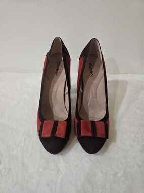 Centro Red and Purple Suede Shoes with a Bow